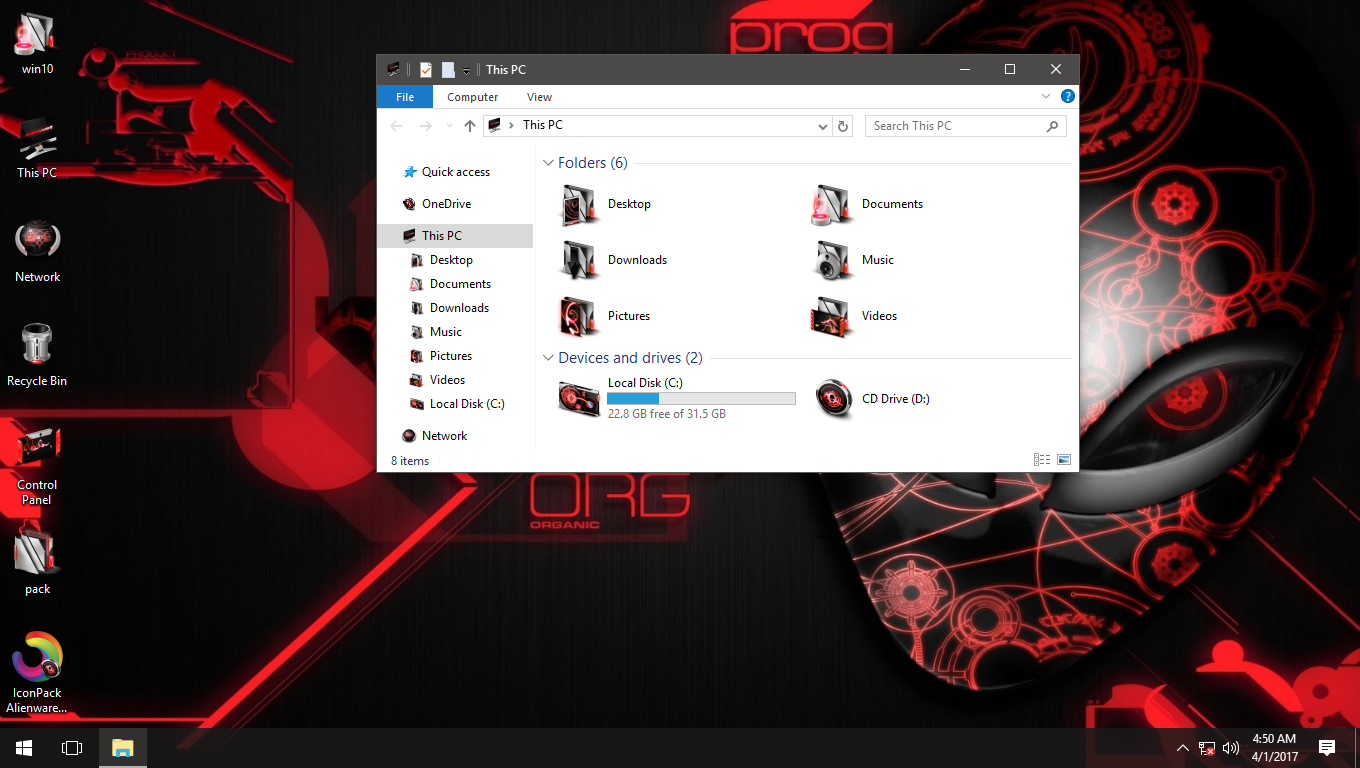 Alienware Invader Red IconPack for Win7/8/8.1/10