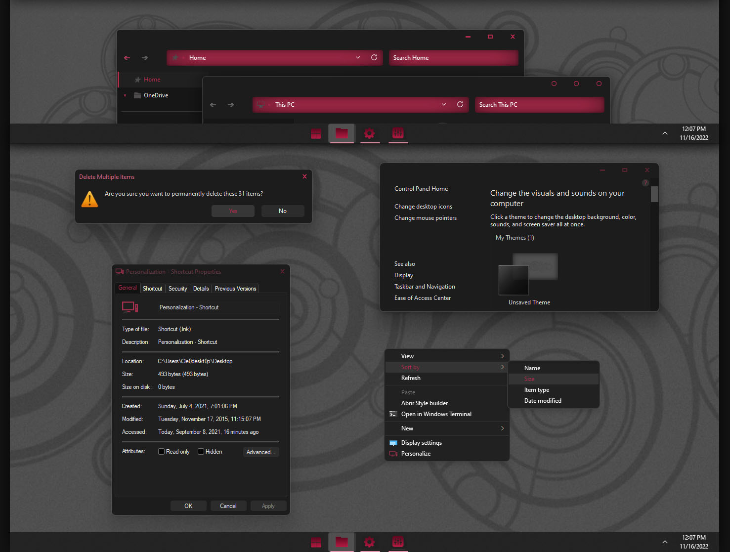 After Dark Red v4 Theme for Windows 11