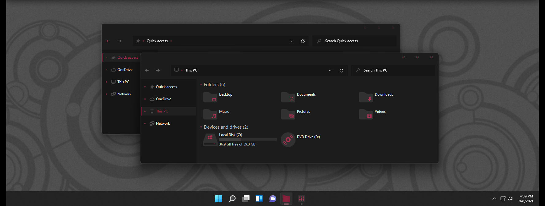 After Dark Red v5 Theme for Windows 11