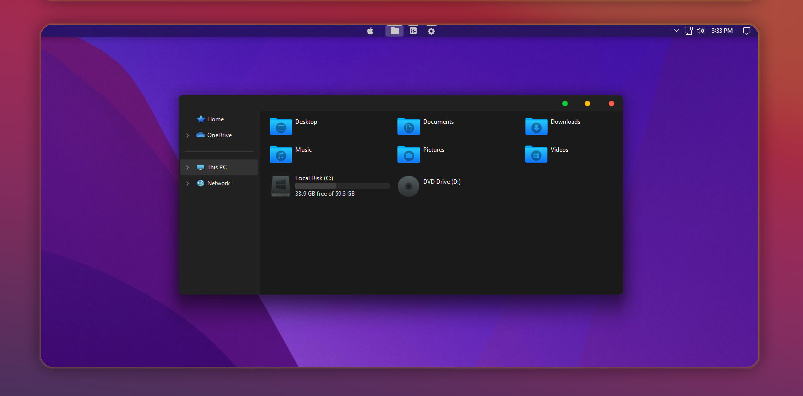 MacOS Monterey Dark v3 Theme for Windows 11