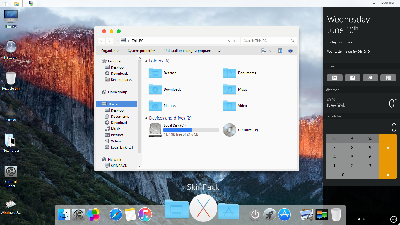 Mac OS X El Capitan SkinPack for Win7/8.1
