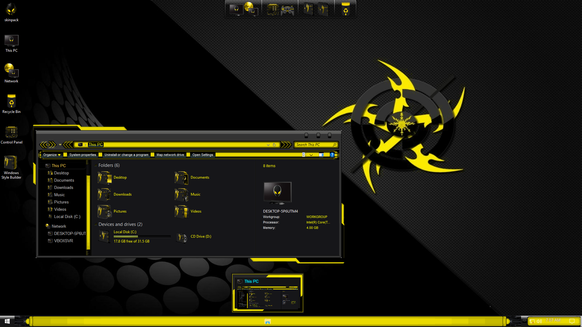 AlienXgold SkinPack for Windows 7\10rs2