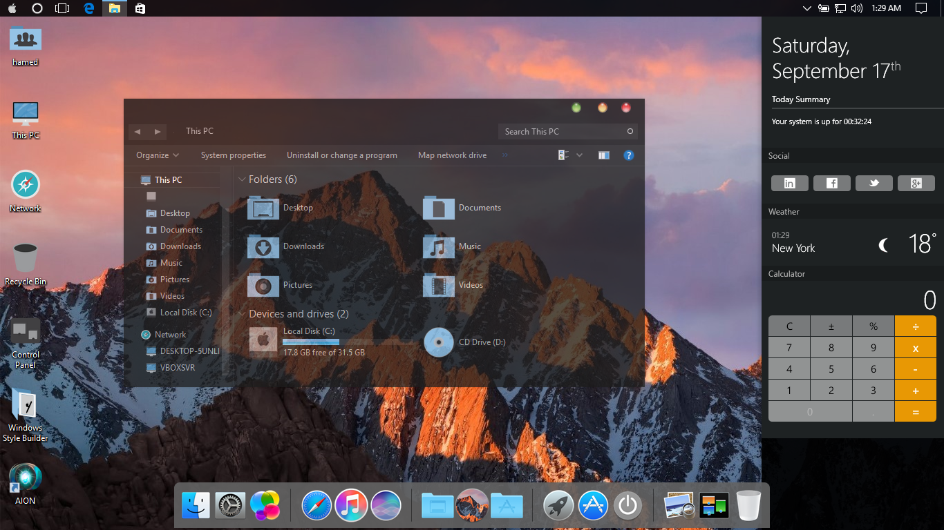 macOS BlackGlass SkinPack for Win10 RS5