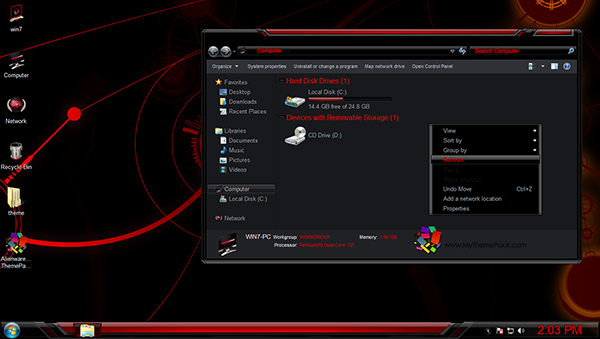 AlienwareRed ThemePack for Win7/8/8.1 released