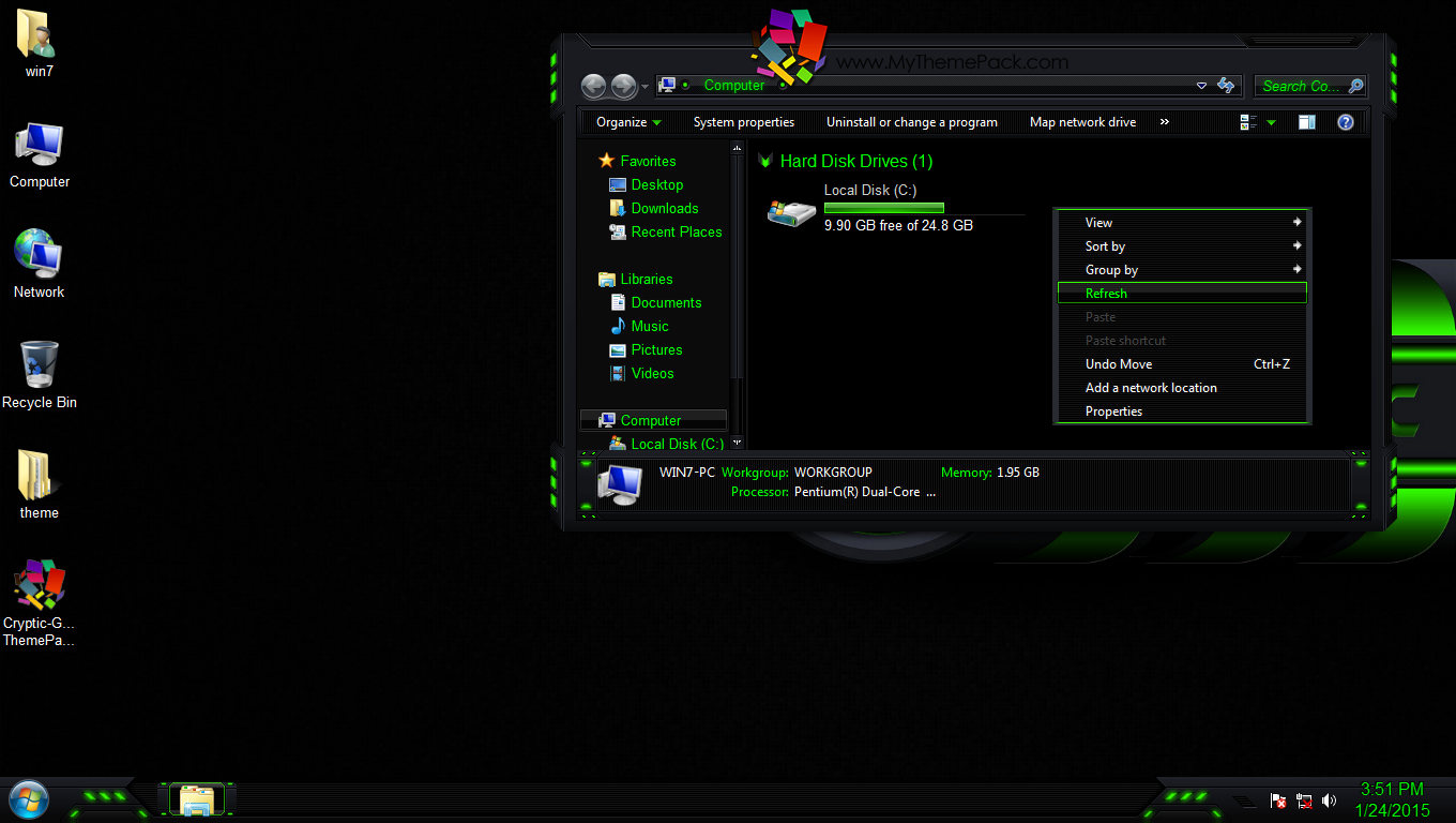 Cryptic-Green ThemePack for Win7/8/8.1